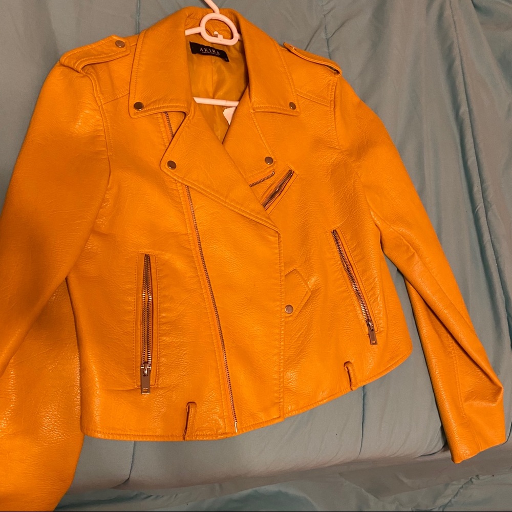Mustard Yellow Vegan Leather Jacket